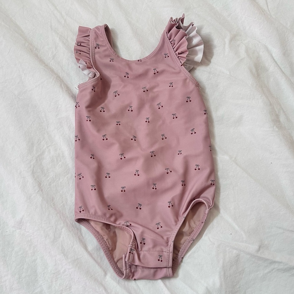 Quincy Mae Girls Pink Cherry One-Piece Swimsuit